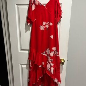 Lulu's Red Floral High Low Dress